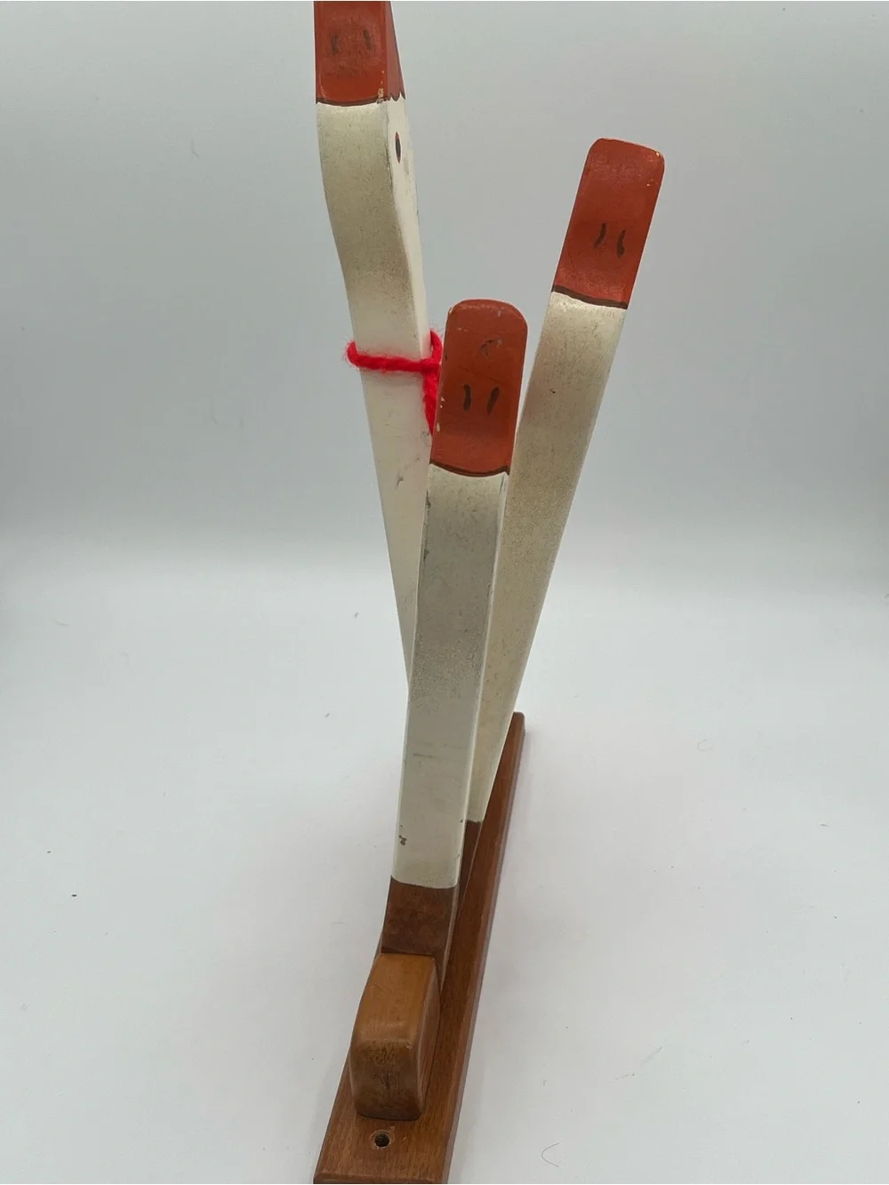 Vintage White Wooden Geese Towel Holder Rack - Harold Johnson Folk Artist 1986